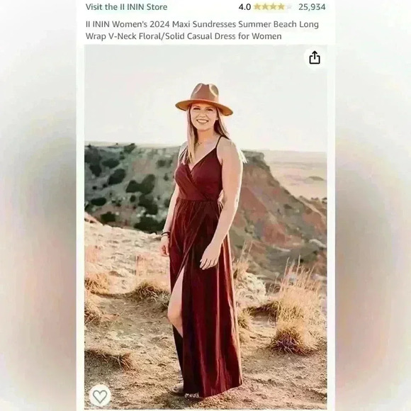 II ININ Women's 2023 Maxi Sundresses Summer Beach Long Wrap V-Neck Solid-L-NWT - Picture 2 of 7